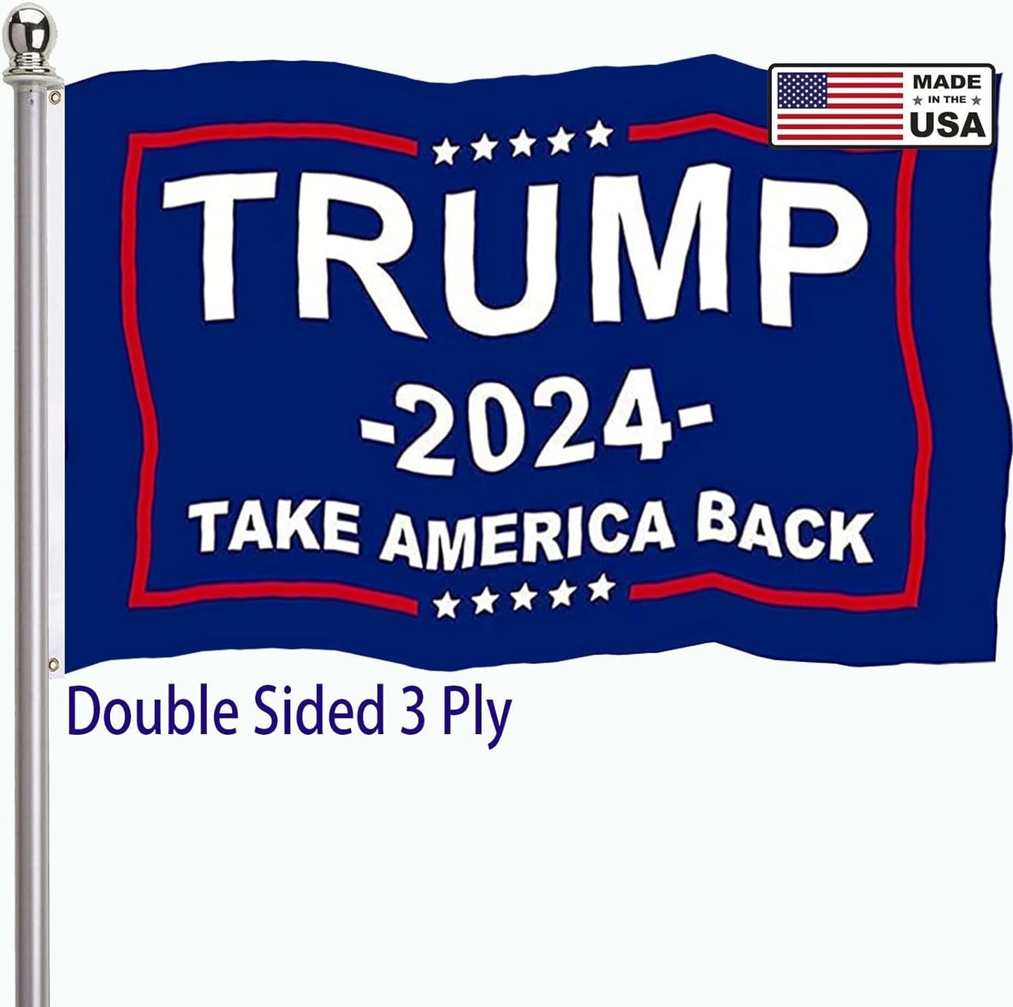 Trump 2024 “Take America Back” Flag – Double-Sided,  (3x5ft, 3-Ply)