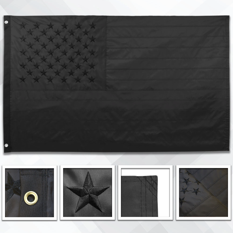 USA Blackout Embroidered Flag 3x5ft